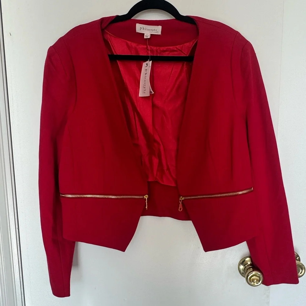 Philosophy Vibrant Red Blazer with Gold Accents